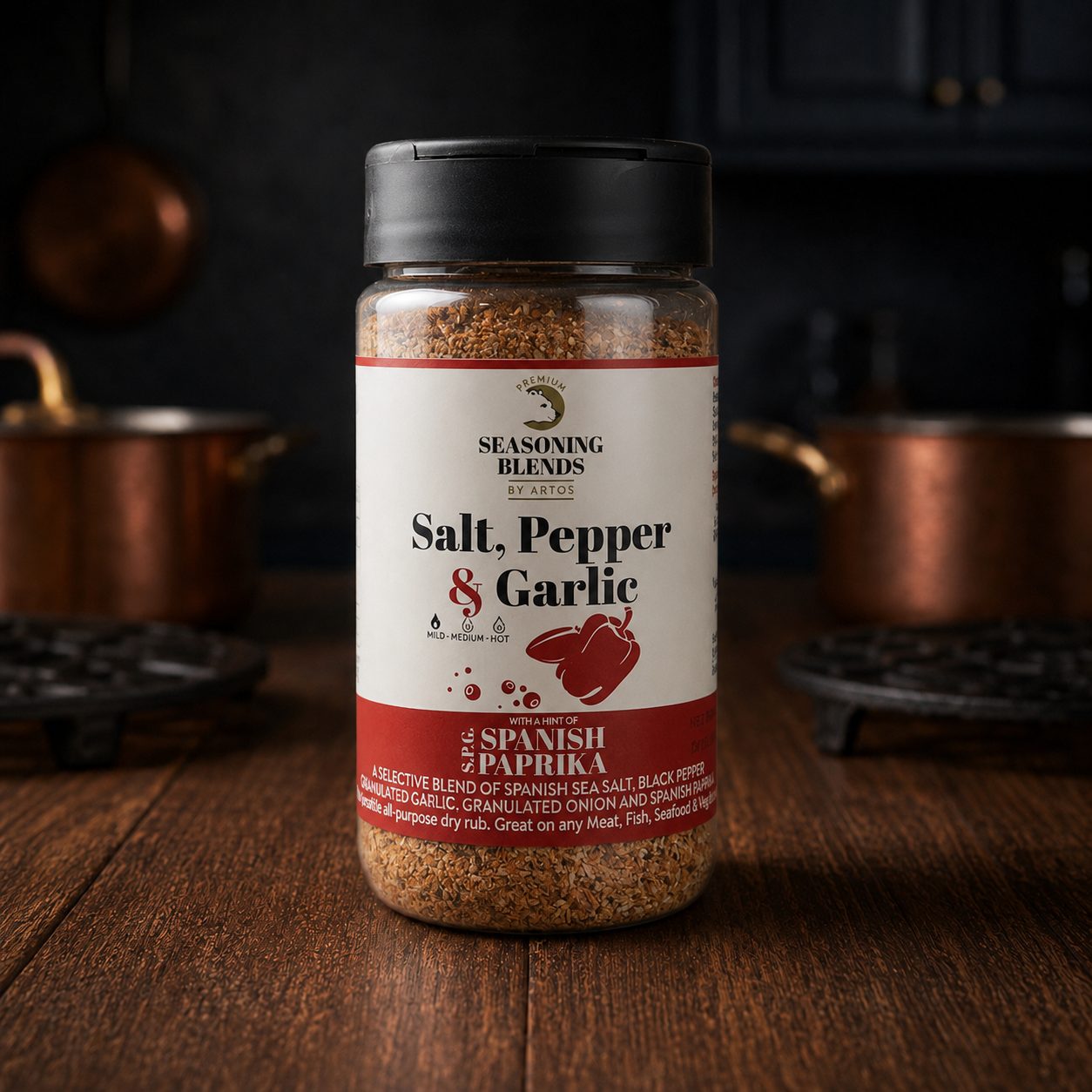 Salt, Pepper, Garlic and Spanish Paprika