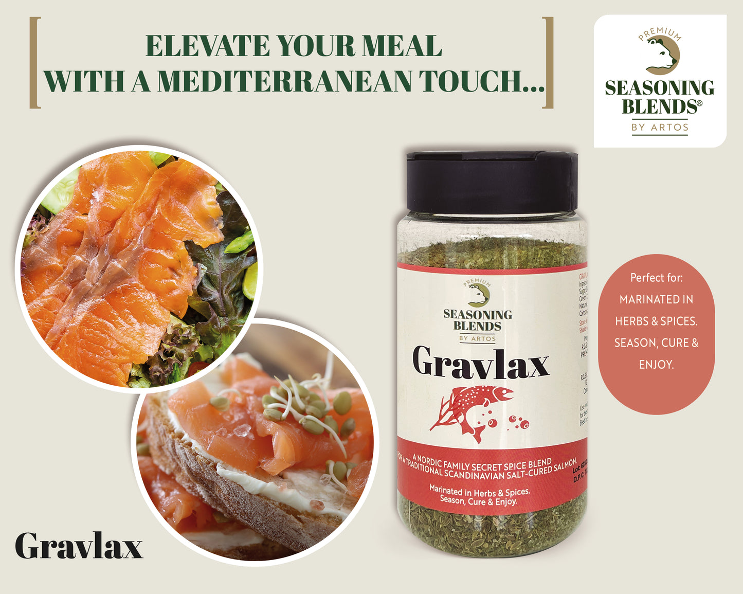 Condimento curado con sal Gravlax